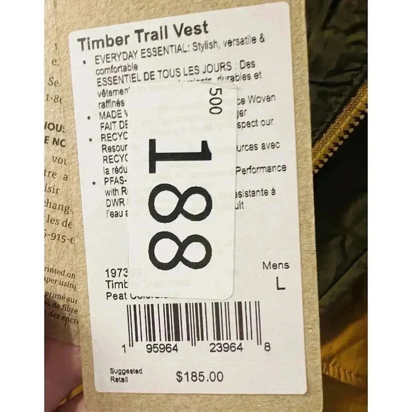 Prana Men’s Timber Puffer Trail Vest Size Large NWT Green Orange Insulated - Picture 9 of 9